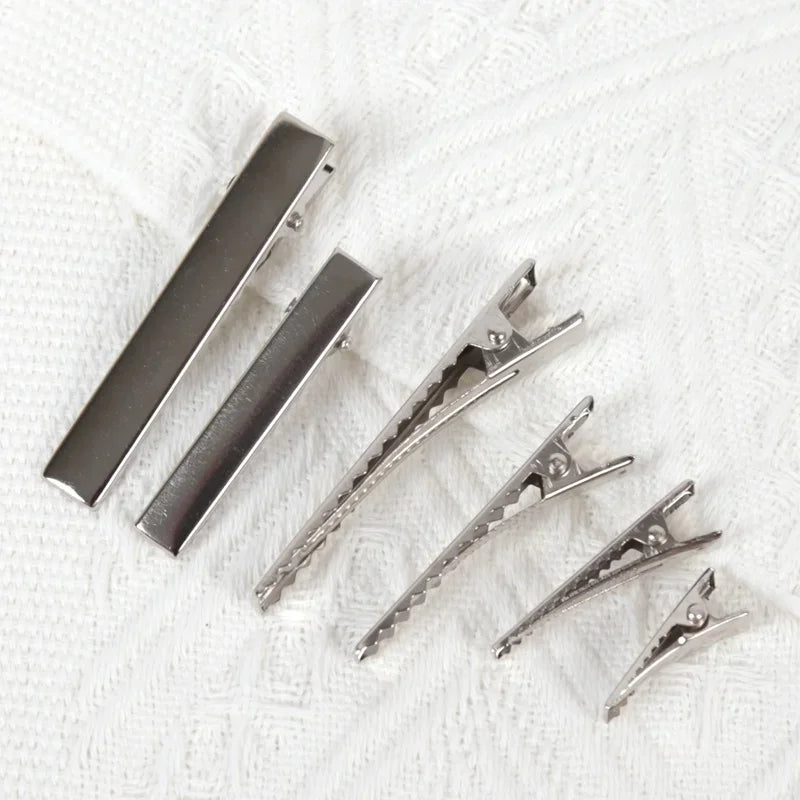 Hair Alligator Metal Clips Duckbill Blank Setting Base DIY Hairpins Qme