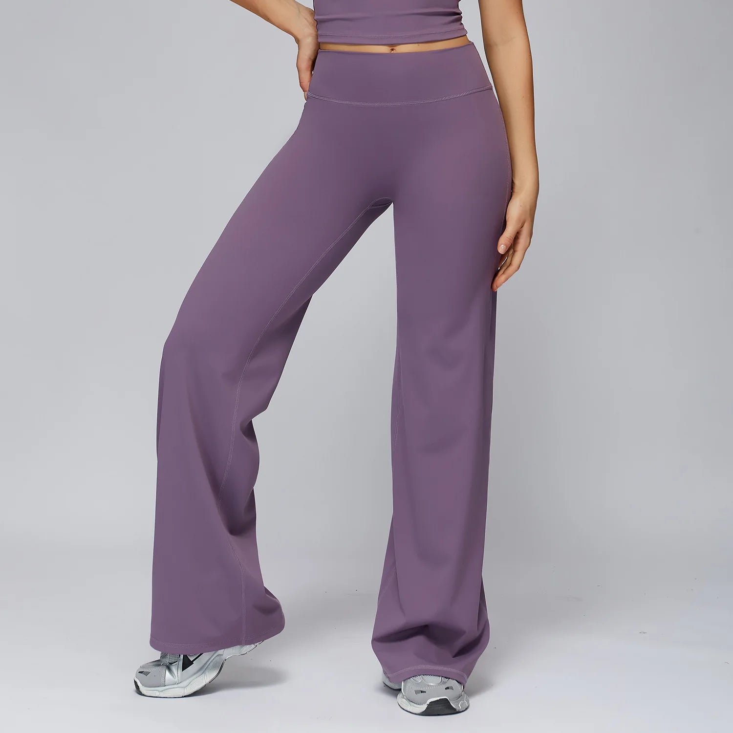 A New Autumn Winter High Waist Wide Leg Sports Pants, Naked Hip Lifting Loose Fitness Sweatpants For Outdoor Daily Leisure Qme Bean paste purple XL