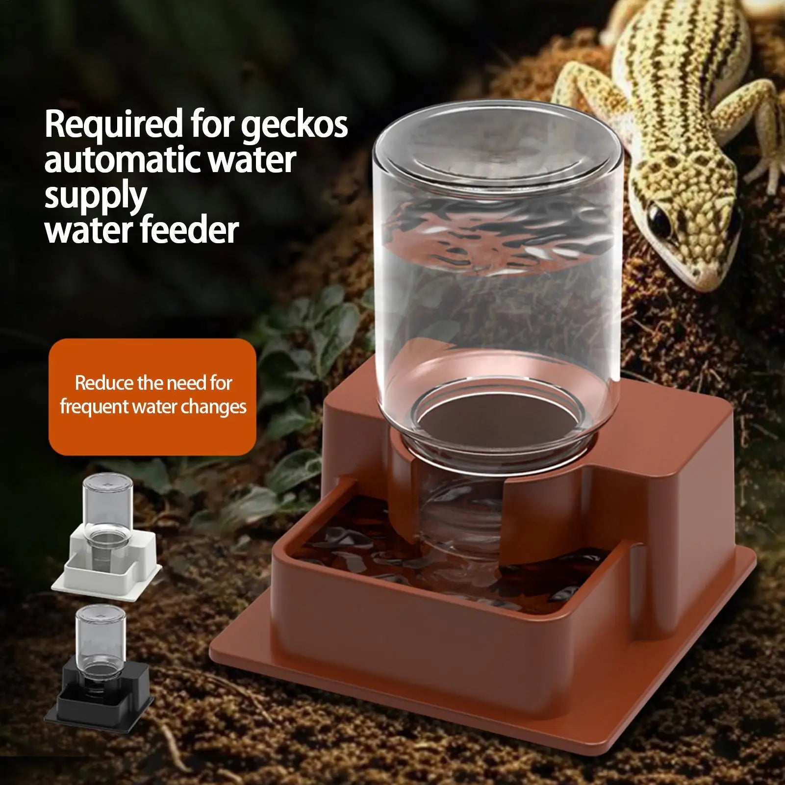 NEW Reptile Water Fountain Reptile Automatic Dish Tortoise Water Dish Gecko Drink Dispenser For Lizard Chameleon Snake Frog Qme