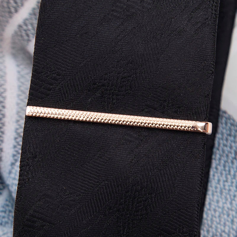 Tie Clips Men Fashion Luxury Metal Gold Tone Simple Bar Clasp Necktie Qme B4