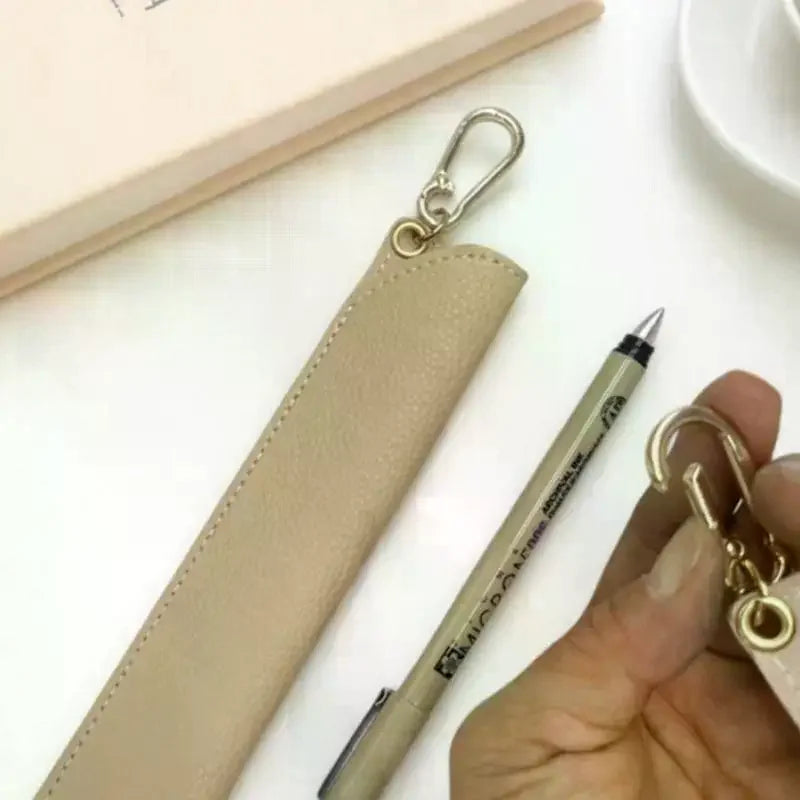 Leather Pencil Holder Bag Kawaii Pen Storage School Case Students Kids Qme