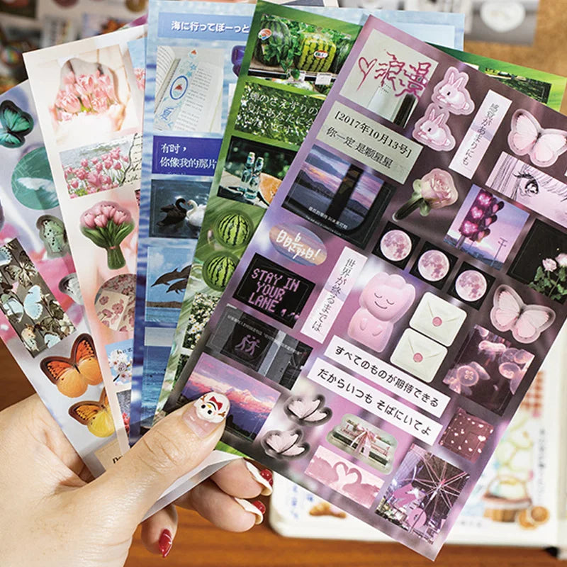 Die-Cut Sticker Book - Japanese Food & Dessert Vintage Showa Style, Glitter Matte Glossy Finish, School Stationery Supplies Qme