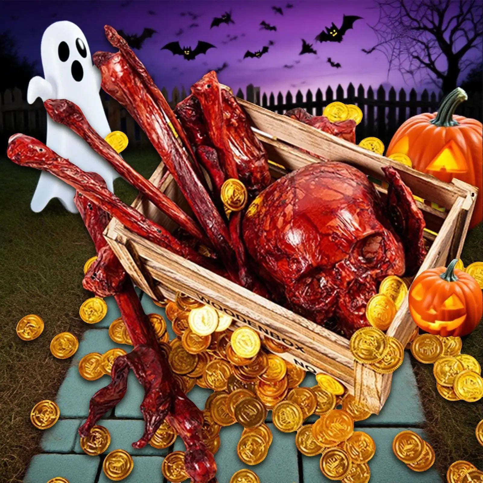 Skeleton Decoration Human Skull Set Indoor Outdoor Decorations For Ground Lawn Porch Front Yard Carnival Haunted House Party Qme