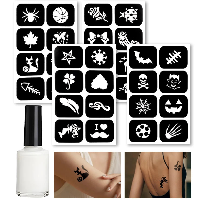 Reusable Temporary Tattoo Body Glue Multipurpose Stencil Glitter Qme