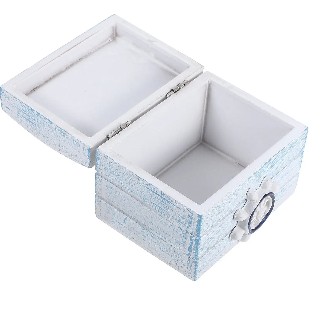 Ocean Style Wooden Box Handcrafted Chest Decorative Storage Jewelry Chest for Home Decor Coastal Wooden Box Qme