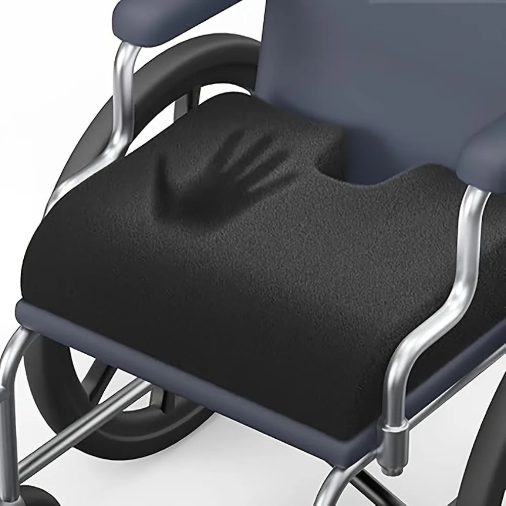 Wheelchair Seat Cushions for Sciatica Back Coccyx Pressure Sore Ulcer Pain Relief Memory Foam Pressure Relief Cushion Breathable Qme Black