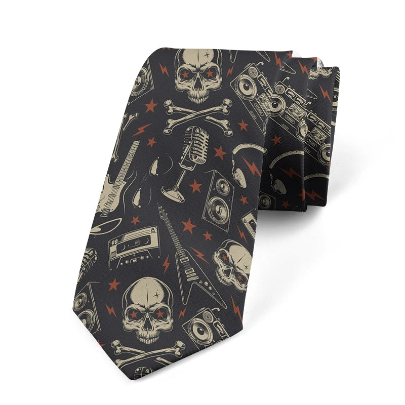 Funny Skull Print Tie Unisex Casual Creative Novelty Men's Fashion Qme style3
