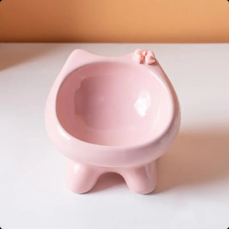 1pcs Pet Food Bowl 15-Degree Angle Cat Bowl To Protect The Cat's Neck And Prevent Pressure On The Whiskers Pet Supplies Qme Pink
