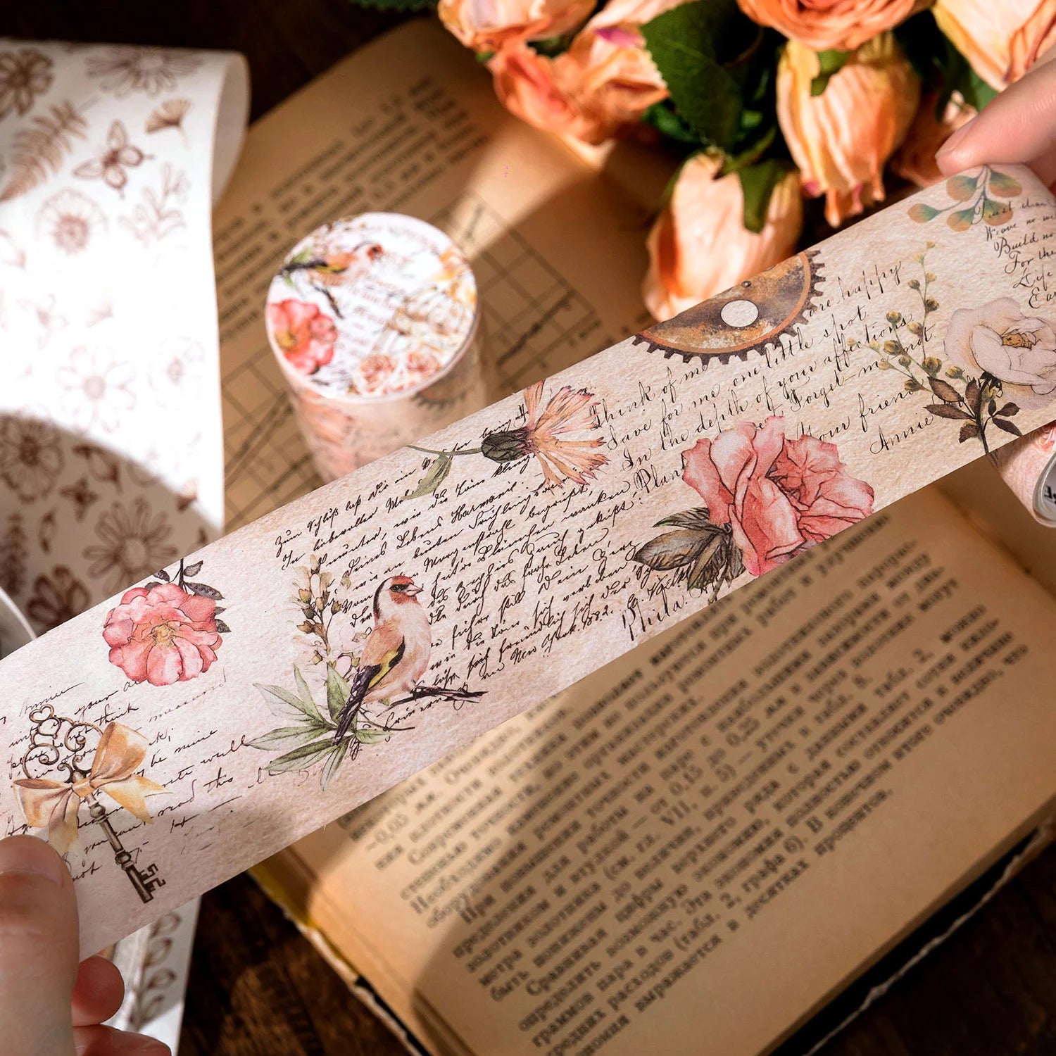 TIANZI 30mm/50mm*2m Vintage Plant Masking Washi Tape Flowers Sticker Aesthetics Diy Scrapbooking Sticker School Supplies Qme