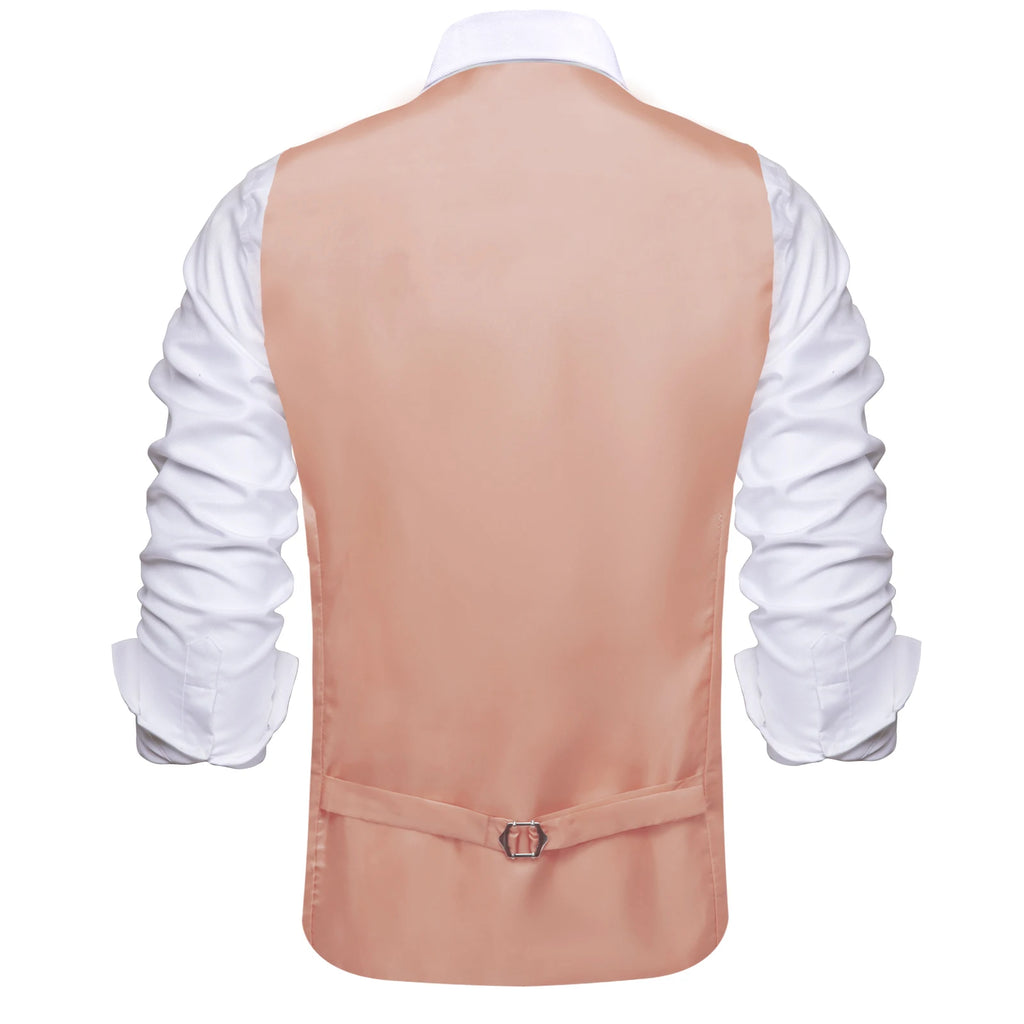 Hi-tie Dusty Pink Solid V-neck Men Vest Tie Jacquard Tuxedo Dress Qme
