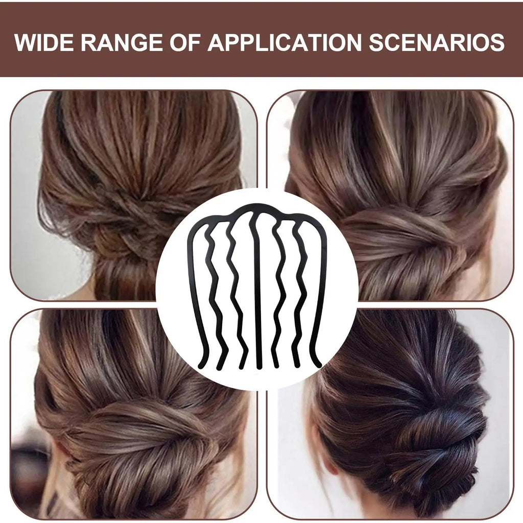 Metal hair side comb hair fork clip teeth hair clip rod for high bun hair U-shaped retro hairstyle hair accessories Qme