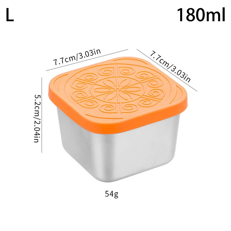 1 Stainless Steel Salad Box Snack Seasoning Container Silicone Lids Qme L Orange