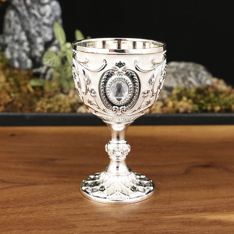 1pc Timeless Embossed Metal Chalice Goblet Vintage Wine Champagne Liqueur Cup Perfect For Bars Restaurants Home Decor Qme A7