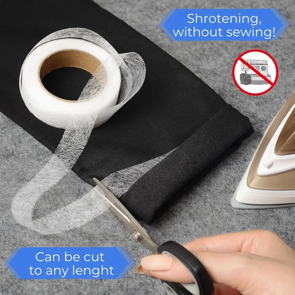 Self Adhesive Pants Hem Tape Iron DIY Jean Clothes Length Shorten Qme