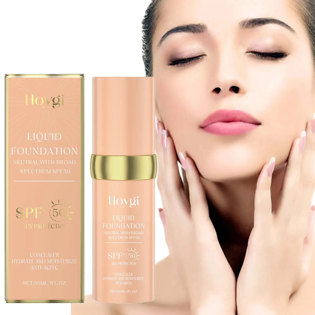 Liquid Face Foundation Spf 50 Temperature Change High Coverage Makeup Base Waterproof Hydrating Foundation Cosmetics Makeup Qme