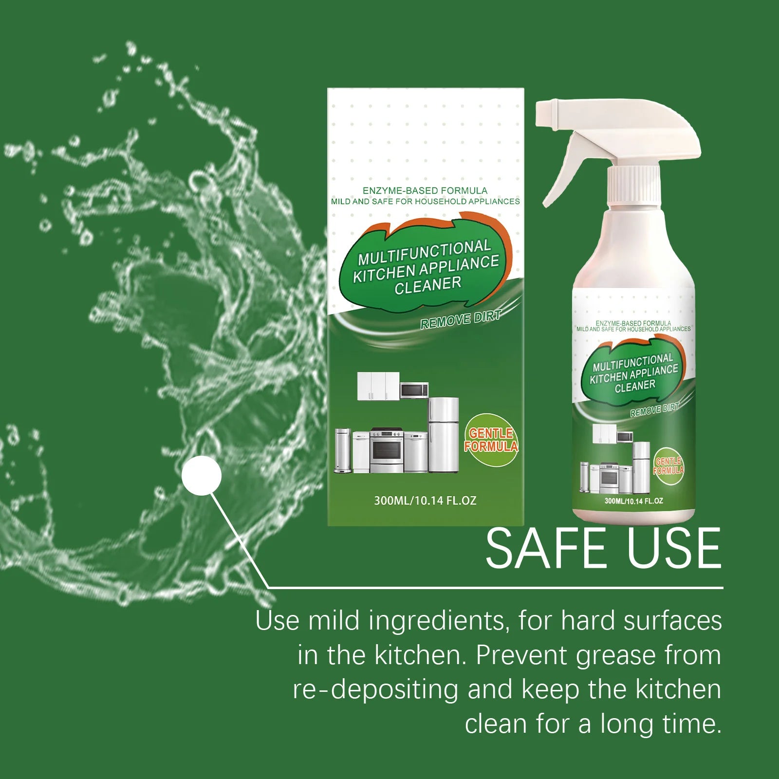 300ml Enzyme Foam Cleaner Heavy Duty Enzyme Oil Stain Remover Enzyme-Powered Grease Remover for Stovetops Range Hoods and Ovens Qme