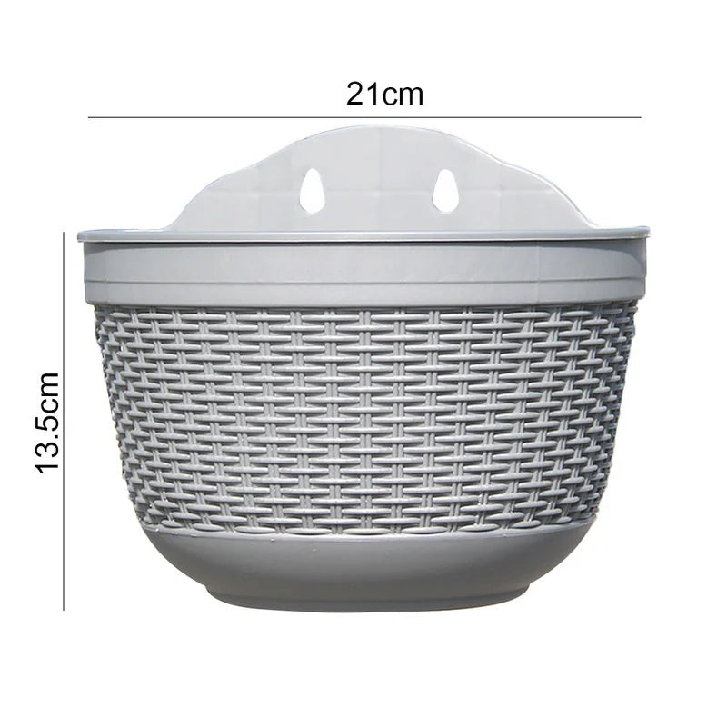 Imitation Rattan Weaving Creative Flower Planter Garden Pot Flowerpot Qme C