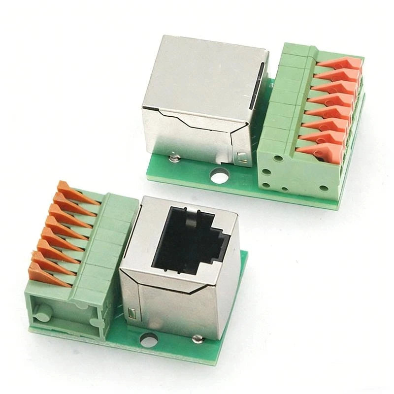 1Pc Data Adapter Board Female Socket Guide Rail Installation Terminals Connector RJ45 Network Port Terminal Block Welding Free. Qme
