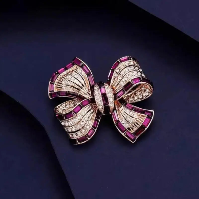 Chic Bowknot Brooch For Men Women Fashion Luxury Rhinestone Bow Brooches Pins Jewelry Accessories Party Gifts Qme