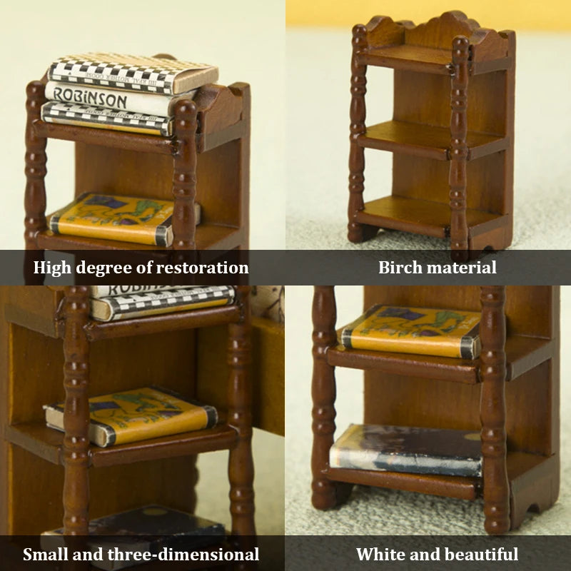 1 12 Dollhouse Miniature Bedside Stand Storage Rack Nightstand Qme