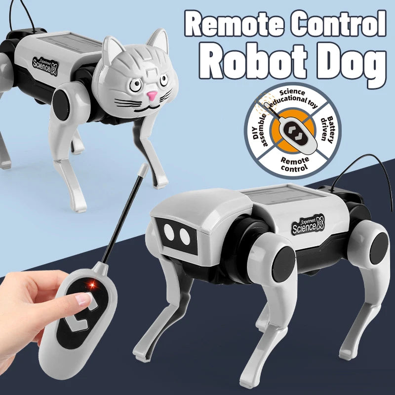 Rc Robot Children's Remote Control Mechanical Dog Toy Science Teaching Diy Assembling Model Electric Set Toys for Boys Kids Gift Qme