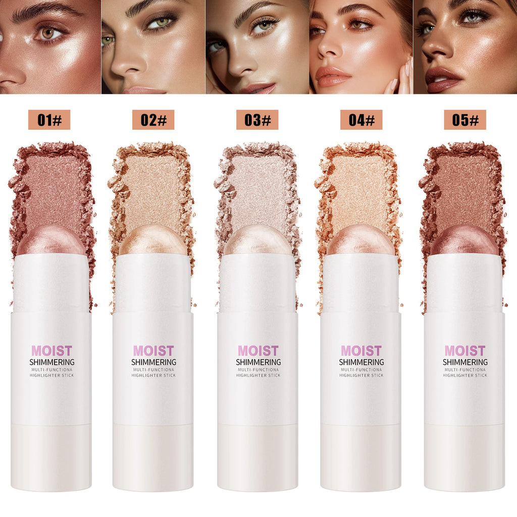 [Natural Glowup] 1pc Glowup Highlighter Stick | Natural Brightening Face Contour & Highlight Makeup, Medium Coverage, Buildable Qme