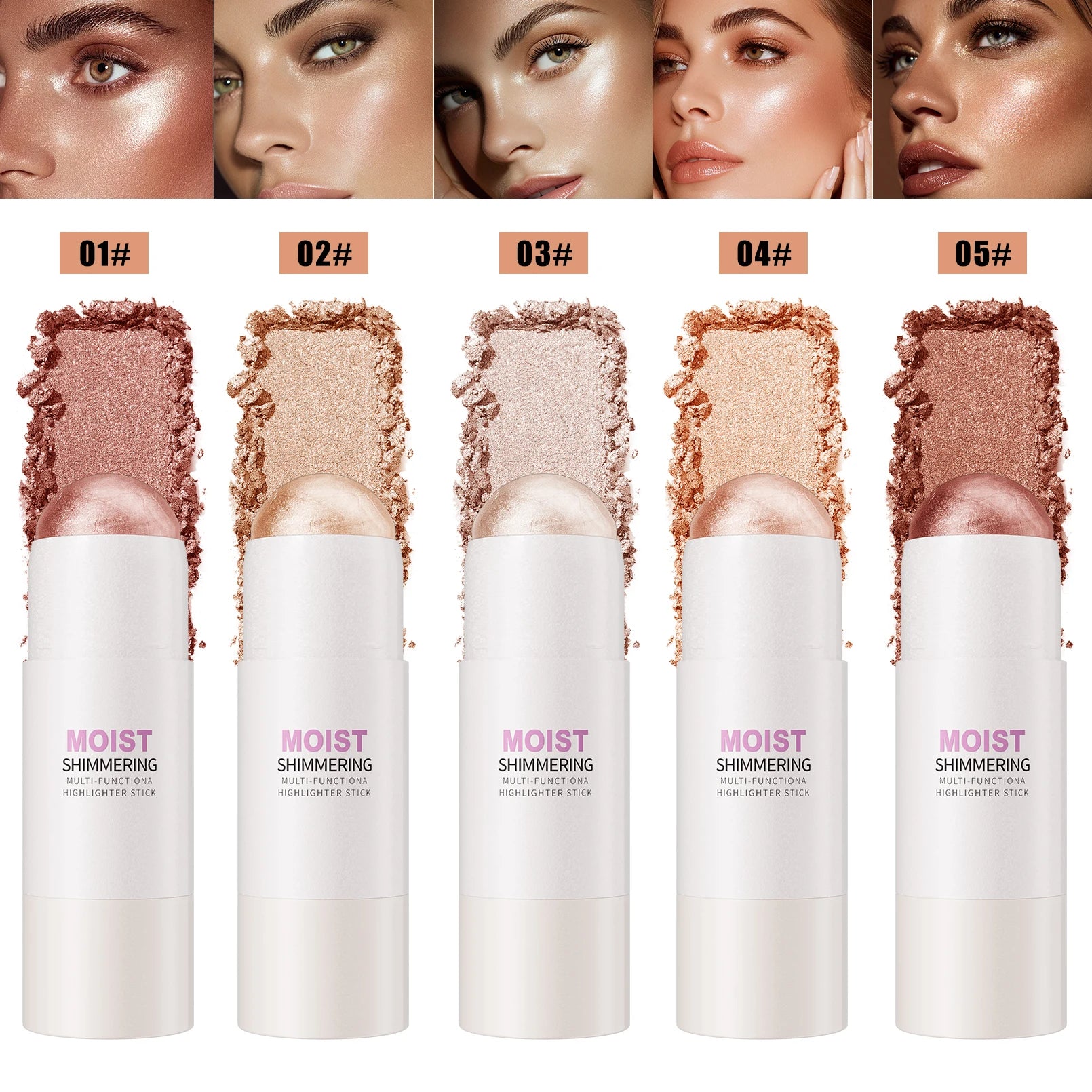 [Natural Glowup] 1pc Glowup Highlighter Stick | Natural Brightening Face Contour & Highlight Makeup, Medium Coverage, Buildable Qme
