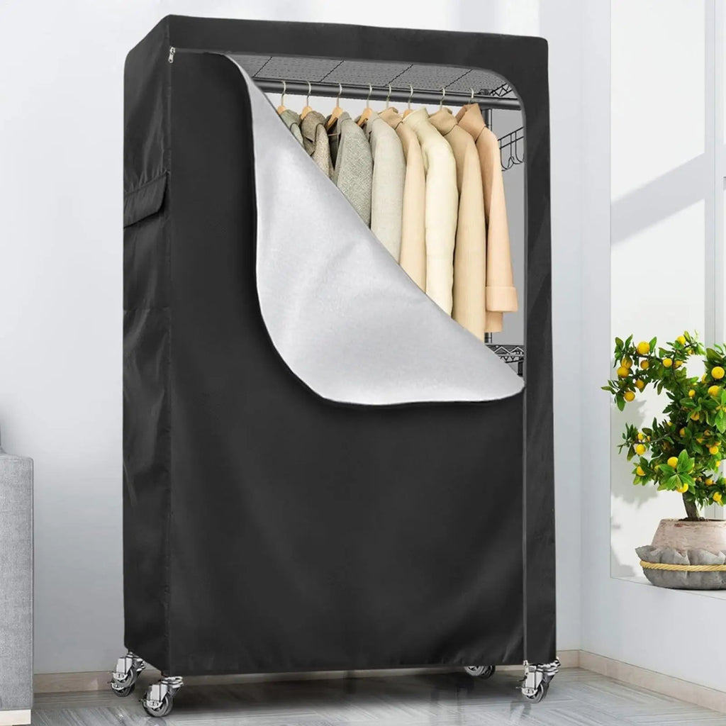 Clothes Rack Cover Only Oxford Waterproof Garment Wardrobe Wrap With Zipper Dustproof Closet Cover For Wardrobe Home Dorm Qme