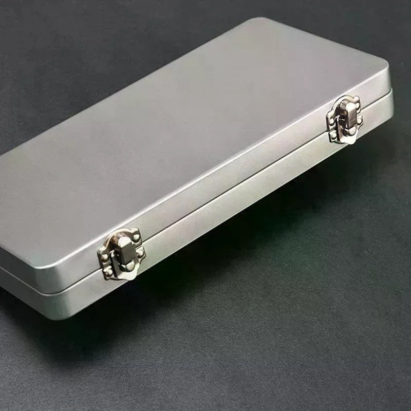 Durable Silvery Gray Metal Rectangular Box With Lid-Ideal For Bills,Cosmetics,Office Supplies Storage-Perfect For Home,Office Qme
