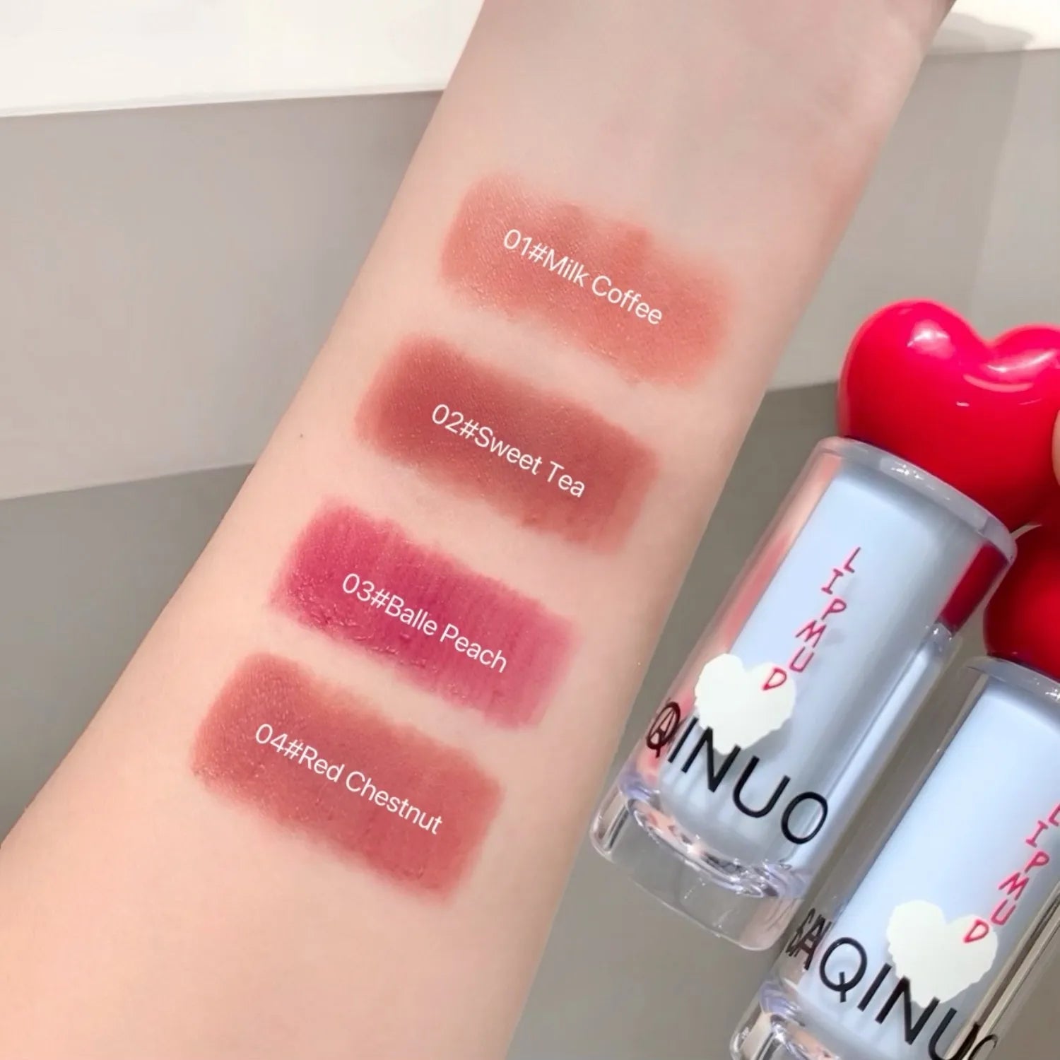 SHAQINUO Velvet Matte Lip Mud Soft Mist Mousse Glaze Apple Qme