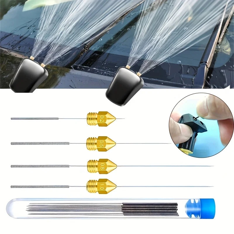 10-Piece Stainless Steel Cleaning Nozzle Kit - Window Wiper, 3D Printer Nozzle, Gas Stove, Shower Needle Unclogging Brush Qme
