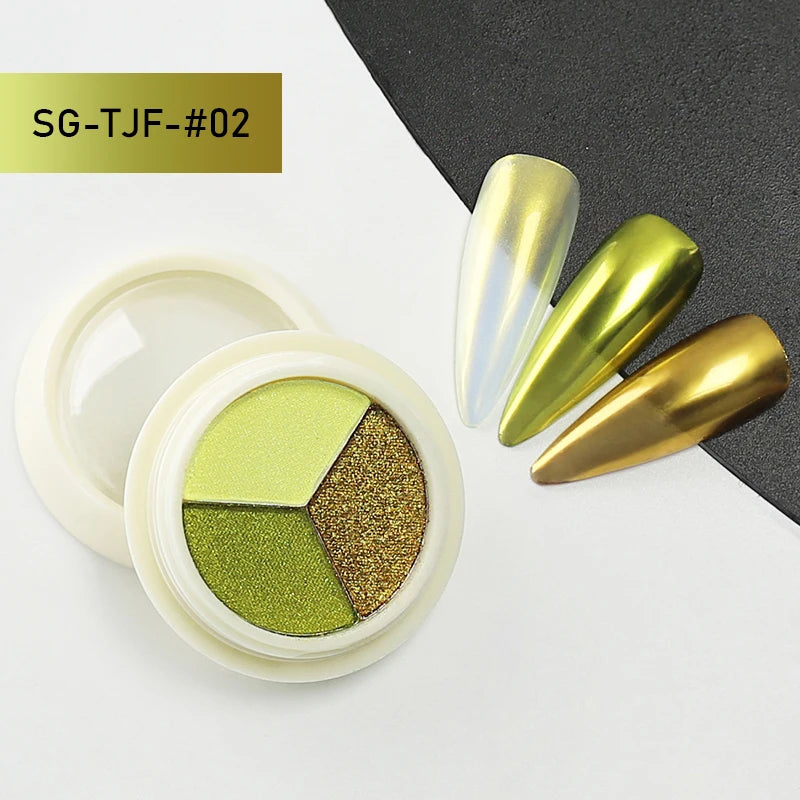 Arte Clavo 3 6 Colors Holographics Laser Aurora Solid Mirror Glitter Qme 3Colors-SG-TJF-02