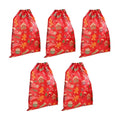 Drawstring Christmas Bags Reusable Cookie Sack Holiday Gooide Bag Qme Red China Mainland 5pcs
