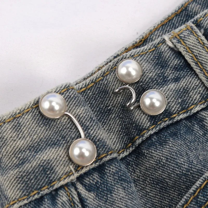 Cute Nail-free Metal Jeans Button Adjustable Waist Buckle Jean Pins Qme