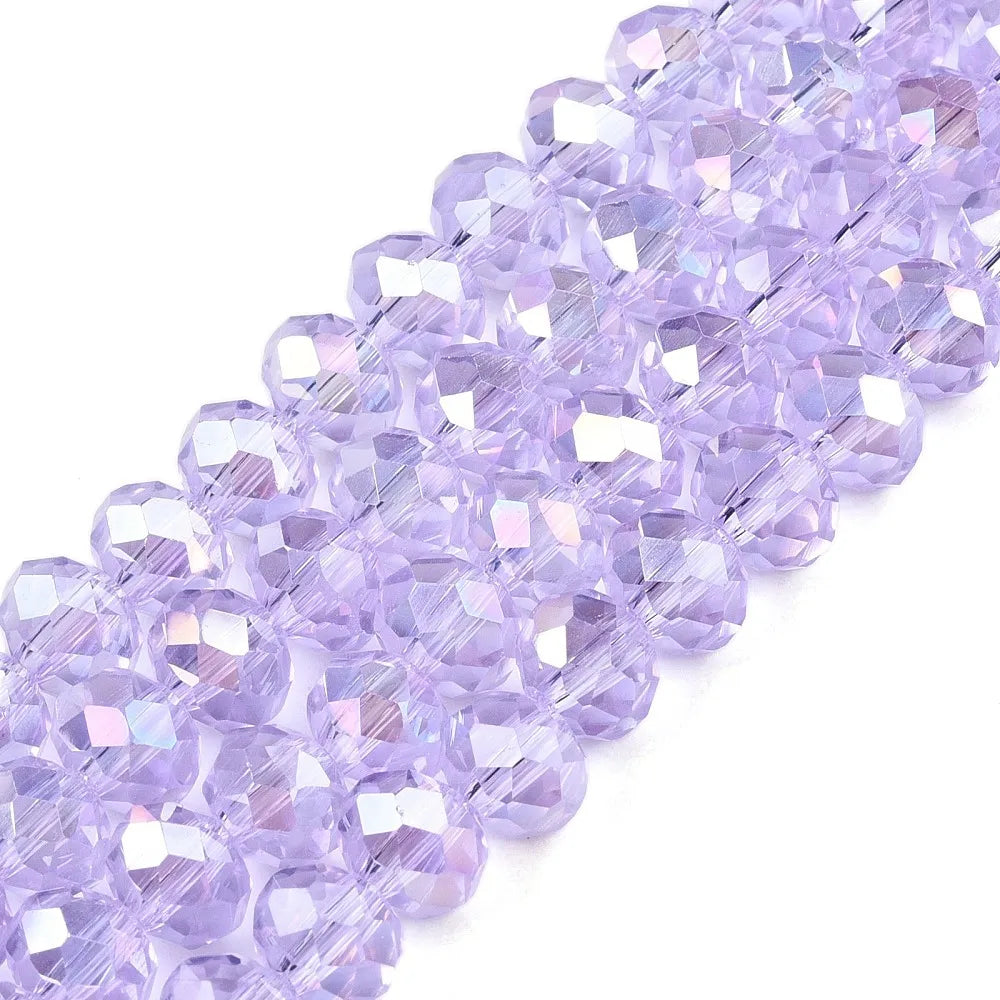 PandaHall 20strands glass Multicolor Beads AB Plated Faceted 8x6mm for DIY Jewelry Making Qme Lilac