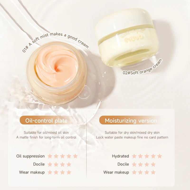 Hydrating Facial Primer Cream,Long-Lasting Smooth Base And Brightening, Non-Greasy, Gentle & Oil Control Concealer Qme