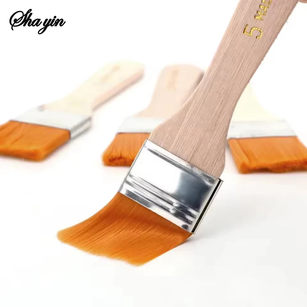 Oil Painting Bristles Wooden Art Painting Tools 4Pcs/Set Yellow-Hair Board Brush Nylon Small Brush Set Painting Brushes Qme