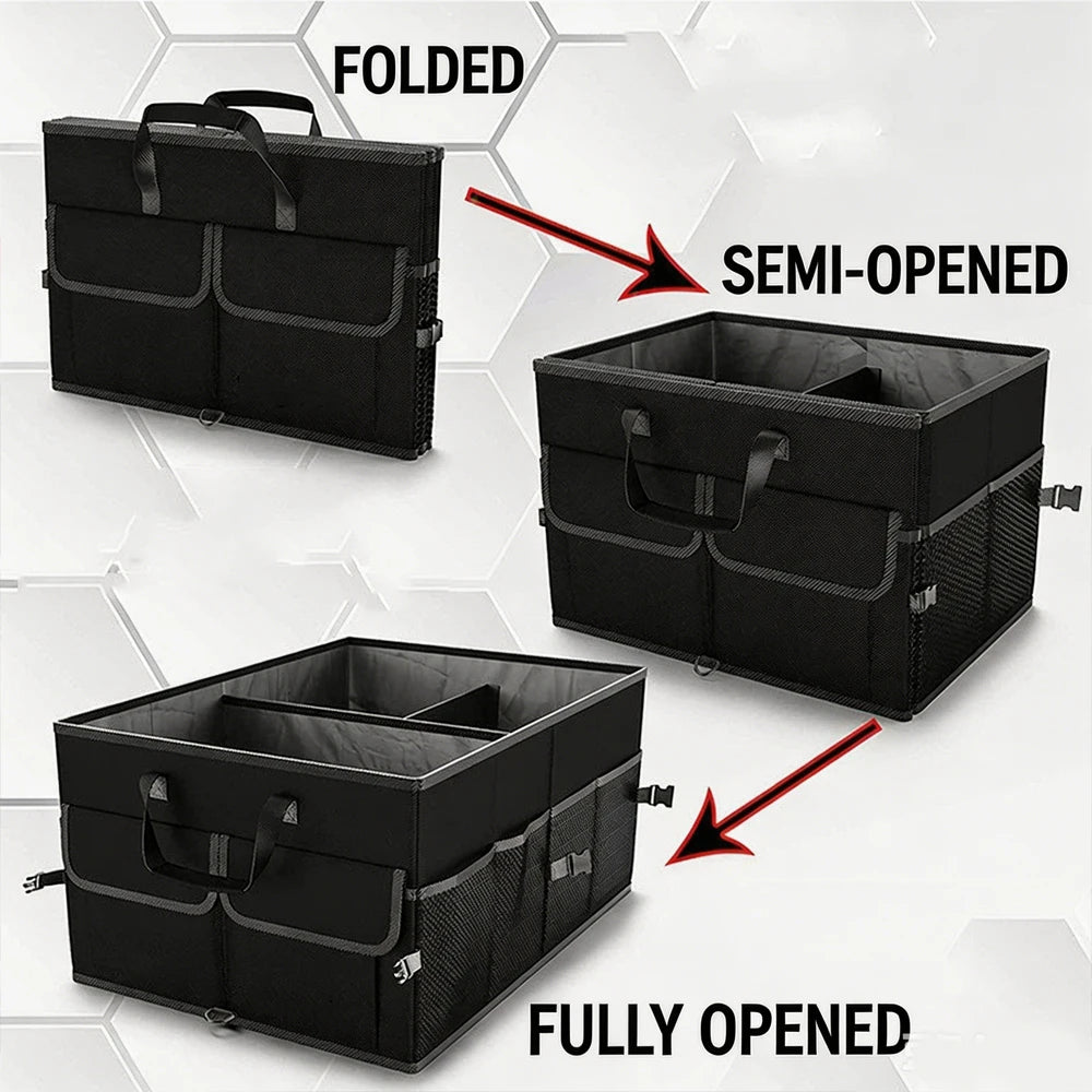 Large Oxford Fabric Foldable Car Trunk Storage Box Multi-Functional Waterproof Collapsible Cargo Organizer for SUV Sedan Qme