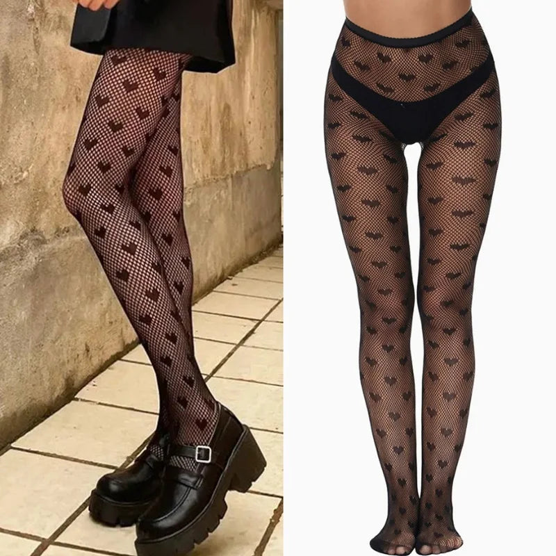 Y2K Women Gothic Hollow Out Pantyhose Lolita Thigh Fishnet Stockings Qme A11 One Size