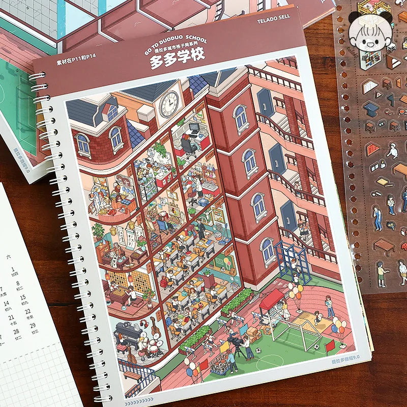 Stress Relief Miniature Scene Sticker Book 9.0, Rich Materials for Organizing & Relaxing, High-Value for Collection & Gifting Qme