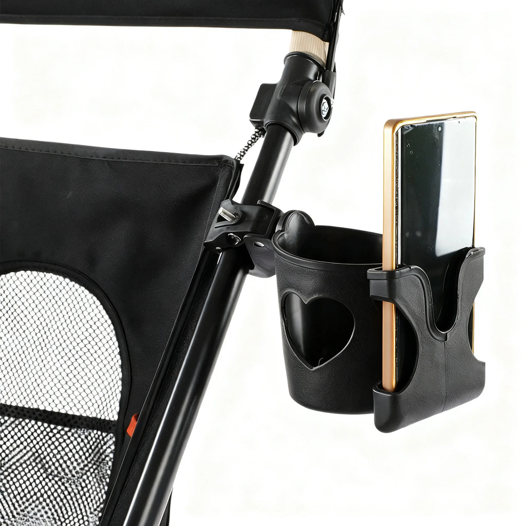 Stroller Cup Holder Phone Water Bottle 2-in-1 Milk Pram Wheelchair Qme