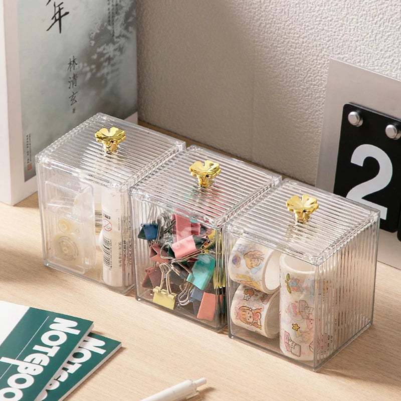 Cotton Puff Storage Box Cosmetic Makeup Organizer Bathroom Jar Swab Qme
