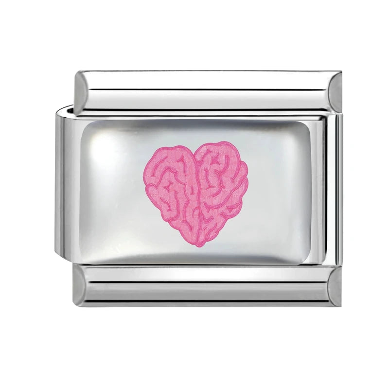 Fashion Y2K Lips Heart Brain Lungs Ears Colorful Italian Charm Links Stainless Steel Fit 9mm Bracelet Jewelry DIY Making Gifts Qme Style 5