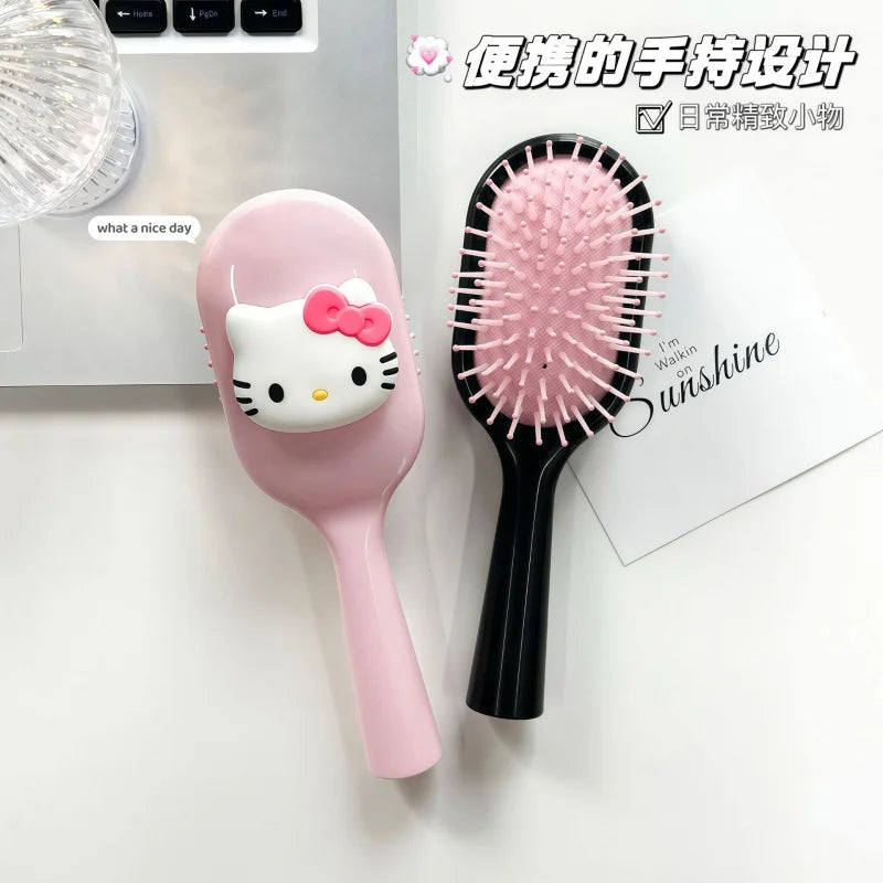 Hello Kitty Handheld Cartoon Cushion Comb Head Massage Comb Hair-Smoothing Comb Cute Plastic Hair Comb Small Comb for Students Qme
