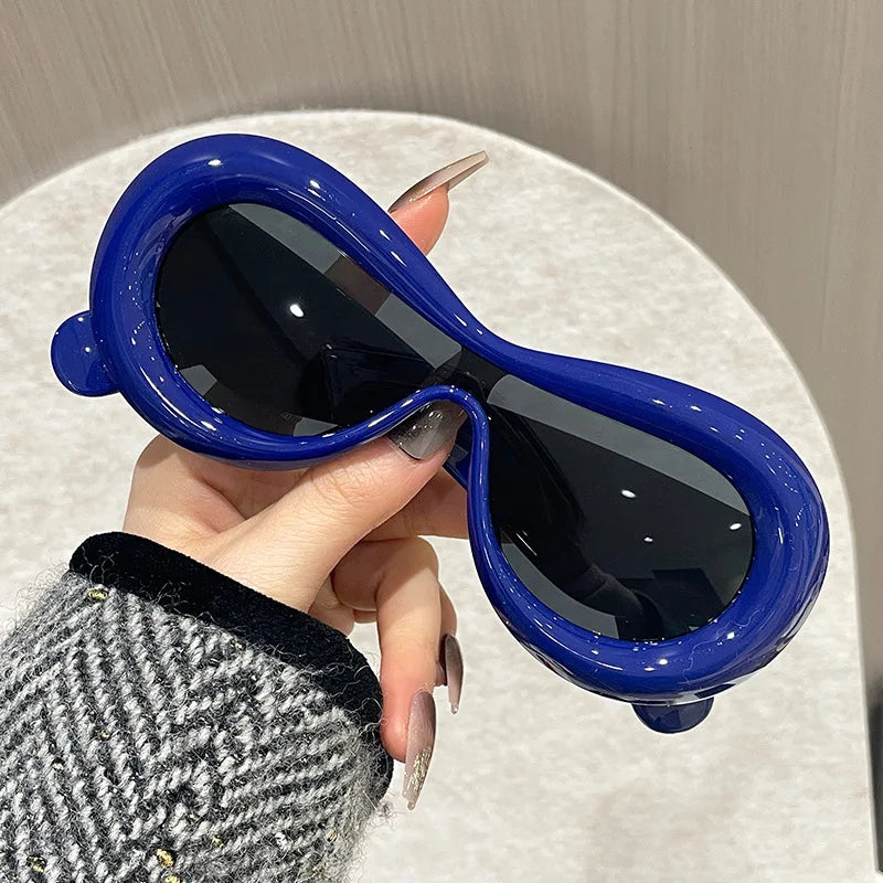 New Oval Sunglasses for Men Women Fashion Retro Brand Design Shades Eyewear Female Candy Color Goggle Sun Glasses Qme BU