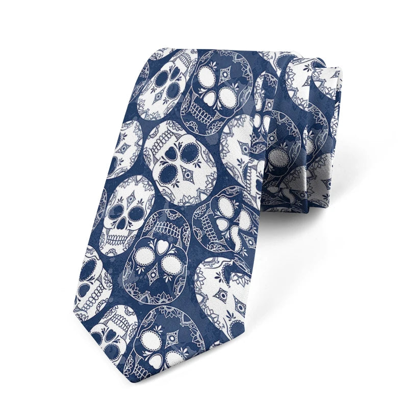 Funny Cartoon Skeleton 3D Printed Tie Unisex Fashion Business Qme style4