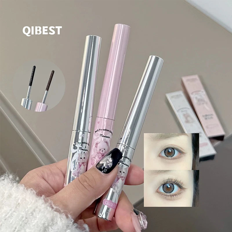 QIBEST 4D Silk Fibre Mascara Curling Thick Ultra-fine Brush Eyelash Extension Black Brown Waterproof Mascara Women Eye Cosmetics Qme