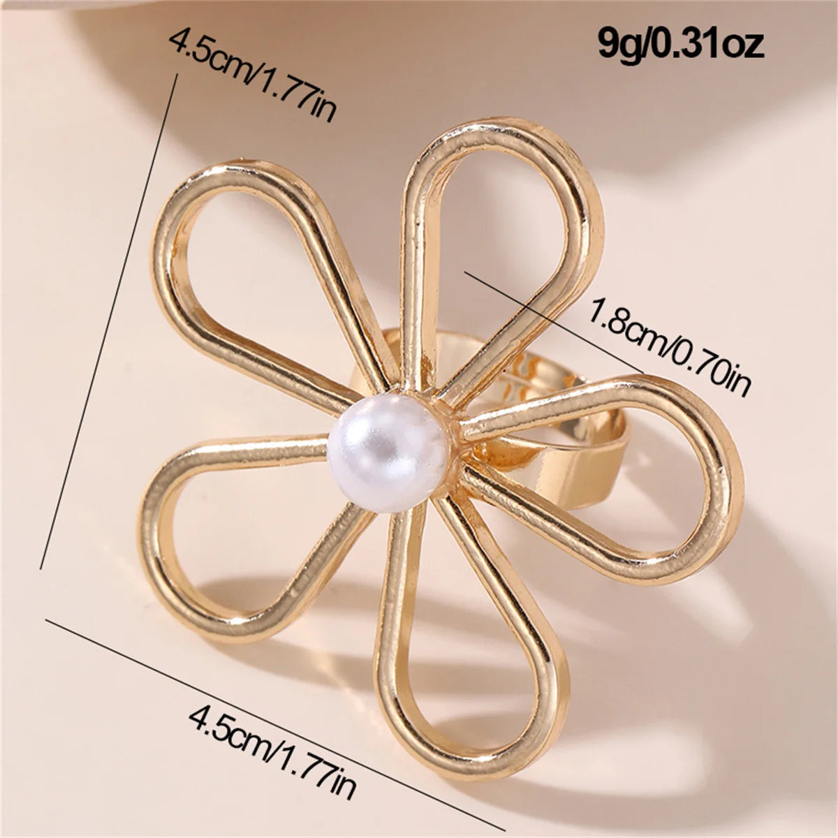 Vintage Exaggerated Metal Flower Starfish Pearl Rings for Women Fashion Aesthetic Beach Style Gold Color Vacation Jewelry Gift Qme 1 resizable