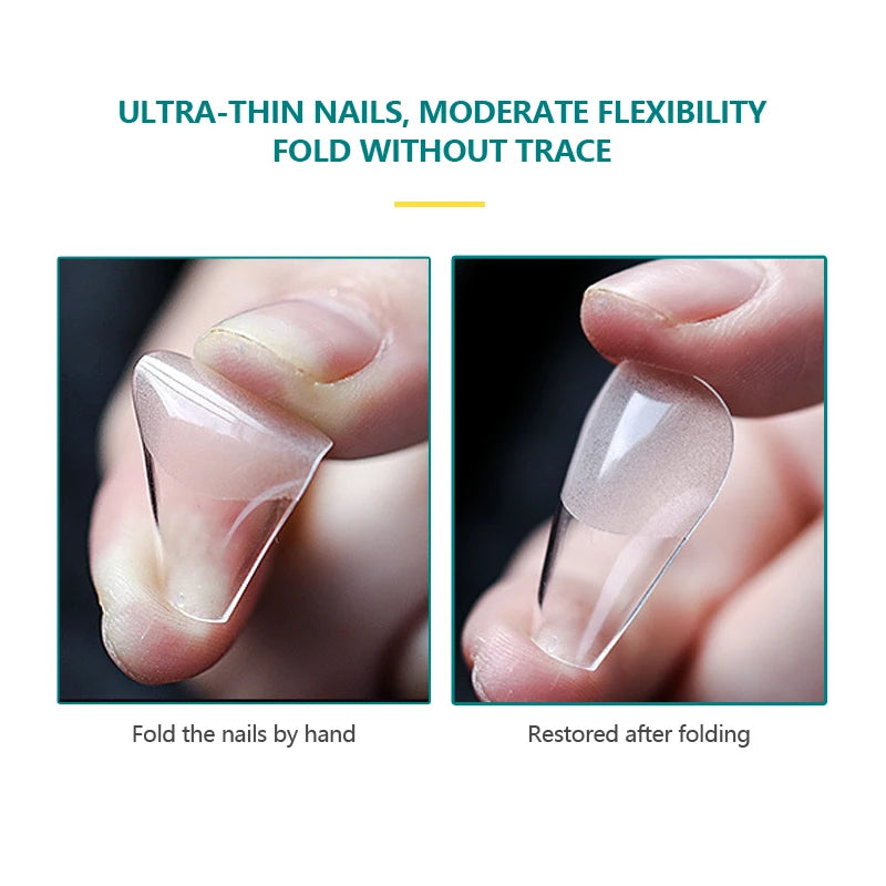 NAILPOP False Nails Acrylic Press Coffin Artificial Clear Fake Nail Qme