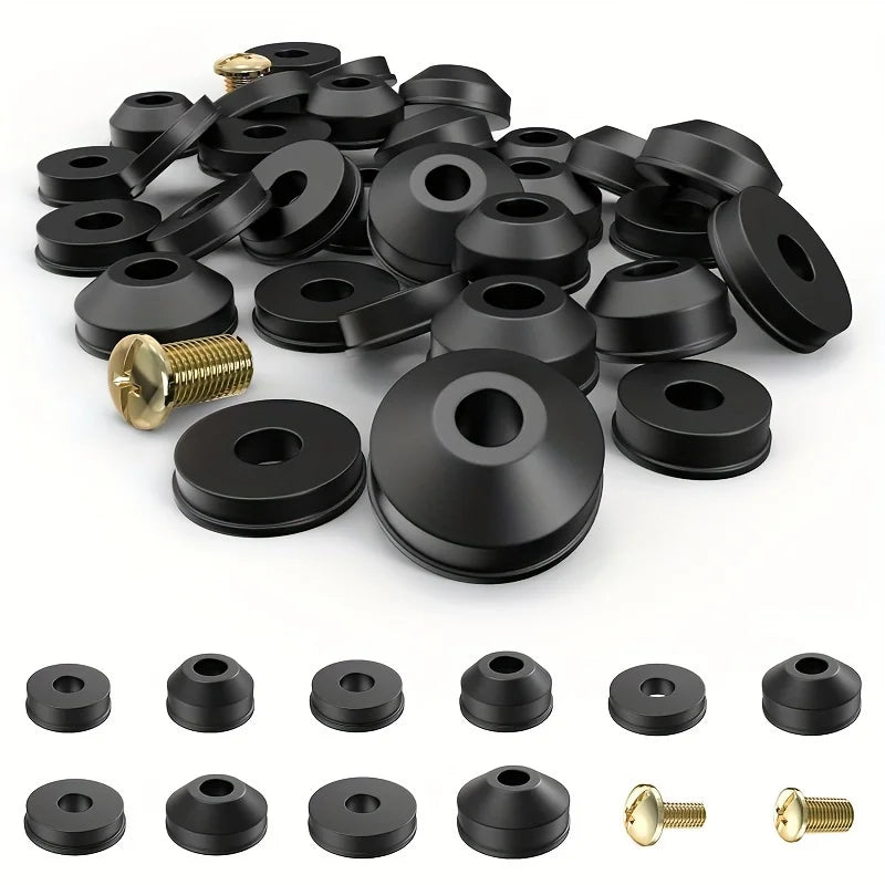 116Pcs flat and beveled faucet washer and brass faucet screw combination for various quick-opening faucet spool wear washer Qme 116PCS